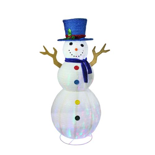  Northlight 72 Pre-Lit LED Multi-Color Embossed Snowman with Top Hat Christmas Outdoor Decoration