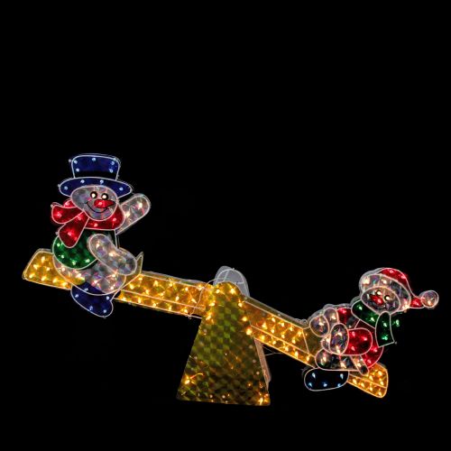  Northlight 48 Holographic Snowmen on See Saw Lighted Outdoor Christmas Decoration