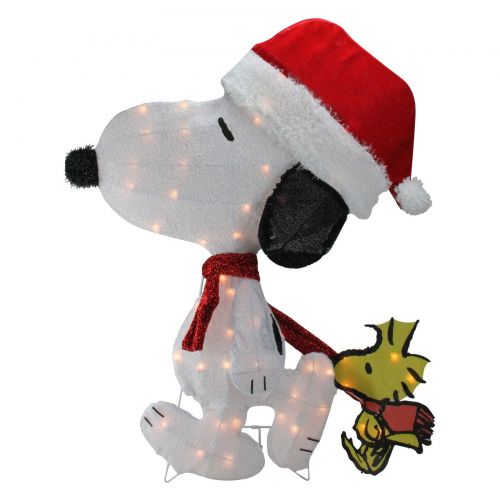  Northlight 32 in. Pre Lit Peanuts Snoopy and Woodstock Yard Art Decoration