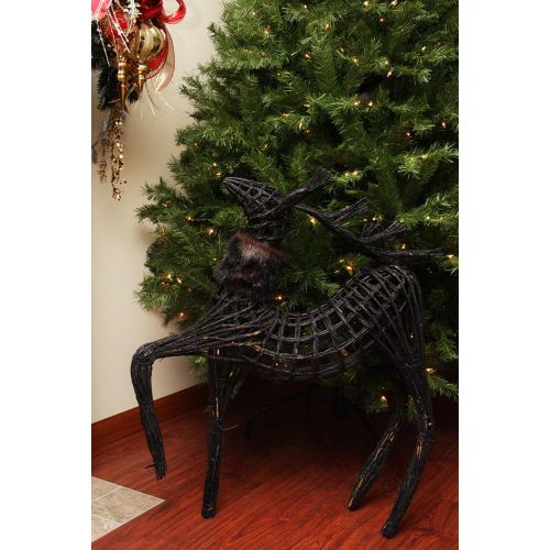  Northlight 3 Commercial Glittery Dark Brown and Black Wicker Walking Reindeer Christmas Figure