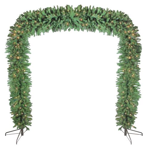  Northlight 9 x 8 Commercial Size Pre-Lit Green Pine Artificial Christmas Archway - Clear Lights