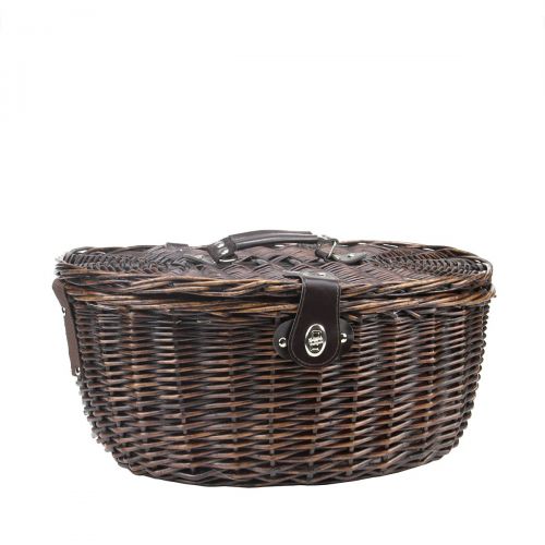  Northlight 2-Person Hand Woven Red Sateen Chocolate Brown Willow Picnic Basket Set with Accessories