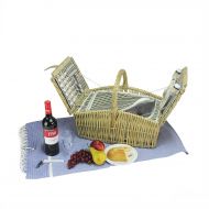 Northlight CH36820 Hand Woven Warm Gray and Natural Willow Picnic Basket Set