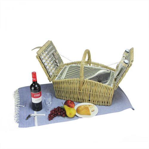  Northlight CH36820 Hand Woven Warm Gray and Natural Willow Picnic Basket Set