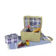 Northlight CH36818 Hand Woven Natural Seagrass Picnic Basket Set