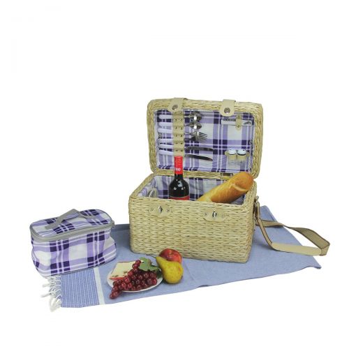  Northlight CH36818 Hand Woven Natural Seagrass Picnic Basket Set