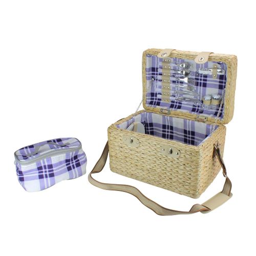  Northlight CH36818 Hand Woven Natural Seagrass Picnic Basket Set