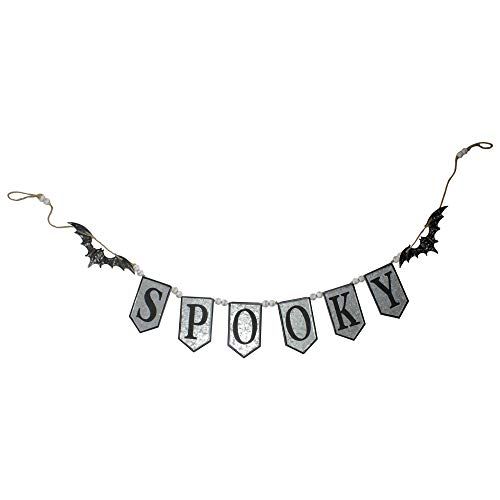  할로윈 용품Northlight 7 Metal Gray and Black Spooky Halloween Bat Banner