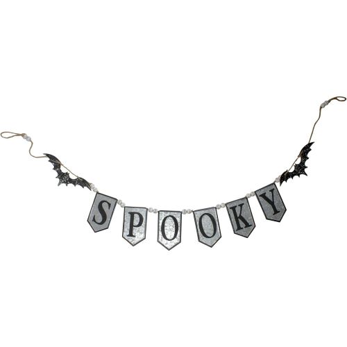  할로윈 용품Northlight 7 Metal Gray and Black Spooky Halloween Bat Banner