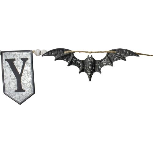  할로윈 용품Northlight 7 Metal Gray and Black Spooky Halloween Bat Banner