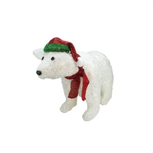  Northlight Seasonal White Plush Glittered Polar Bear Christmas Decoration