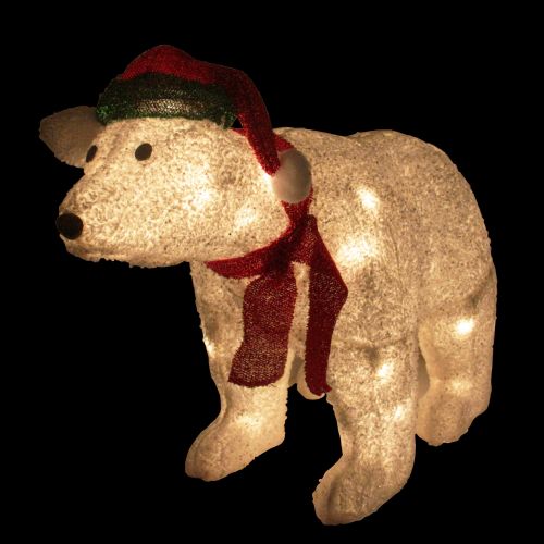  Northlight Seasonal White Plush Glittered Polar Bear Christmas Decoration