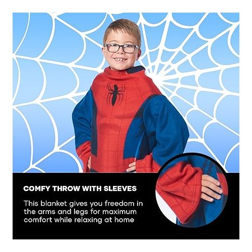  Northwest Comfy Throw Blanket with Sleeves, Youth-48 x 48 in, Spider man