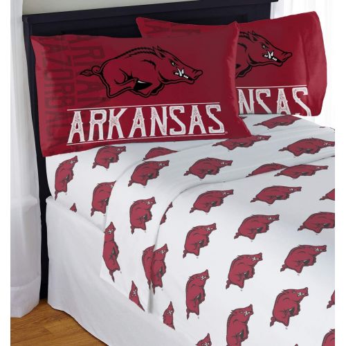  Northwest NCAA Arkansas Razorbacks “Affiliation” Queen Sheet Set #474307182