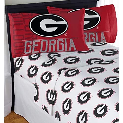  Northwest NCAA Georgia Bulldogs “Affiliation” Queen Sheet Set #842799502