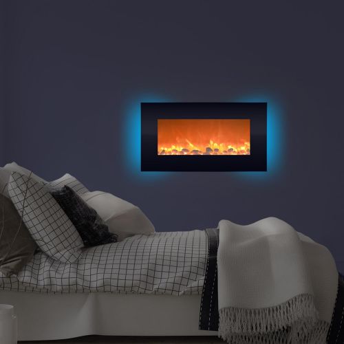  Northwest 80-BL31-2001 Electric Fireplace-Wall Mounted with 13 Backlight Colors, Adjustable Heat and Remote Control-31 inch, 31, Black