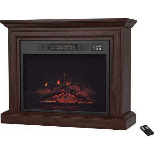  Northwest 80-FPWF-1 (Brown) Mobile Electric Fireplace with Mantel-Portable Heater on Wheels, Remote Control, LED Flames & Faux Logs, Adjustable Heat & Light, (L) 31” x (W) 10.75” x