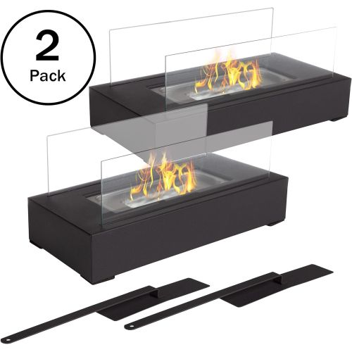  Bio Ethanol Tabletop Fire Pit ? Indoor or Outdoor Smokeless Portable Fireplace ? Clean Burning 360-View Modern Decor by Northwest (Black) 2-Piece