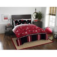 Northwest HNU NBA Chicago Bulls Queen Comforter Set,Red Black Bedding Set,Animal Print Cool Looking Boys Sports Fan Frenzy Raging Bull All Over Printed Fancy Basketball Illinois Reversible M