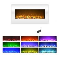 Northwest Electric Fireplace Wall Mounted Color Changing LED Flame and Remote 36 White
