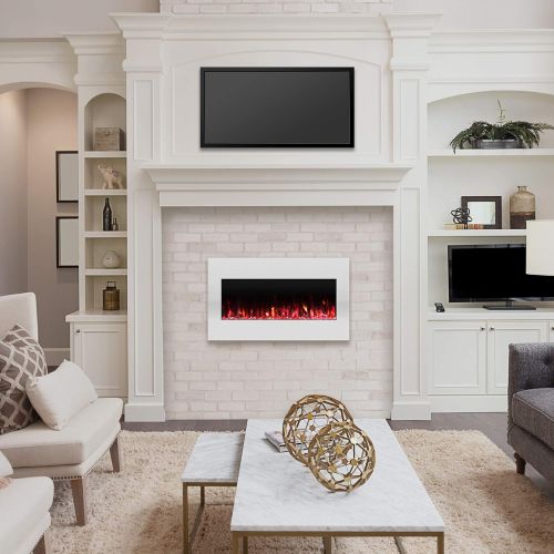  Northwest Electric Fireplace Wall Mounted Color Changing LED Flame and Remote 36 White