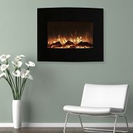 Northwest 25 Mini Curved Black Fireplace with Wall and Floor Mount
