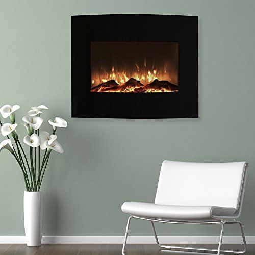  Northwest 25 Mini Curved Black Fireplace with Wall and Floor Mount