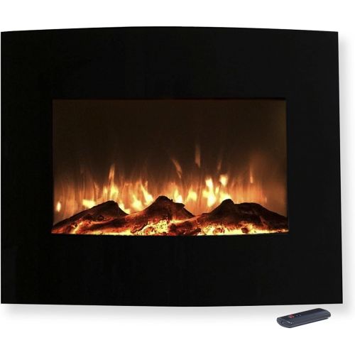  Northwest 25 Mini Curved Black Fireplace with Wall and Floor Mount