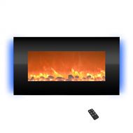 Northwest Electric Fireplace-Wall Mounted with 13 Backlight Colors Adjustable Heat and Remote Control-31 inch (Black), 31