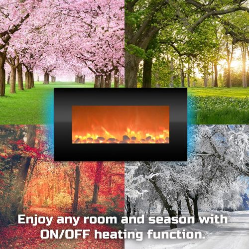  Northwest Electric Fireplace-Wall Mounted with 13 Backlight Colors Adjustable Heat and Remote Control-31 inch (Black), 31