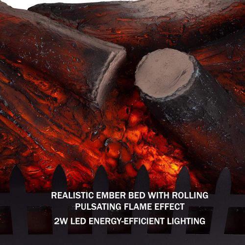  LED Electric Log Insert for Fireplaces-Heater with Realistic Energy Efficient LED Glowing Flame Ember Bed-Home and Hearth Accessories by Northwest