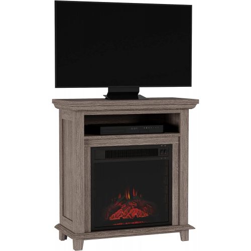  Electric Fireplace TV Stand? 29” Freestanding Console with Shelf, Faux Logs and LED Flames, Space Heater Entertainment Center by Northwest (Gray)