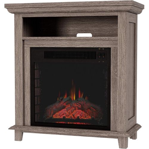  Electric Fireplace TV Stand? 29” Freestanding Console with Shelf, Faux Logs and LED Flames, Space Heater Entertainment Center by Northwest (Gray)