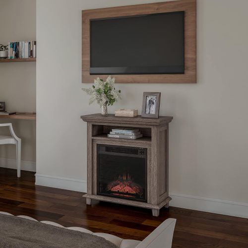  Electric Fireplace TV Stand? 29” Freestanding Console with Shelf, Faux Logs and LED Flames, Space Heater Entertainment Center by Northwest (Gray)