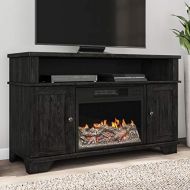 Northwest 80-FPWF-11 (Black) Electric Fireplace Stand-For TVs up to 47, Media Cabinets & Shelves, Remote Control, LED Flames, Adjustable Heat & Light, (L) 45” x (W) 15.5” x (H) 27.