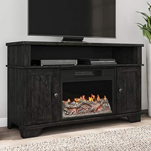  Northwest 80-FPWF-11 (Black) Electric Fireplace Stand-For TVs up to 47, Media Cabinets & Shelves, Remote Control, LED Flames, Adjustable Heat & Light, (L) 45” x (W) 15.5” x (H) 27.