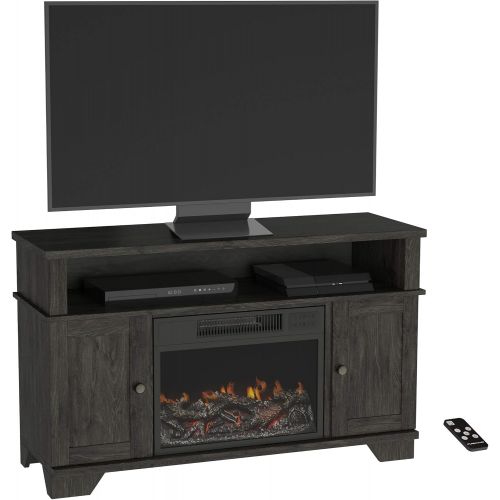  Northwest 80-FPWF-11 (Black) Electric Fireplace Stand-For TVs up to 47, Media Cabinets & Shelves, Remote Control, LED Flames, Adjustable Heat & Light, (L) 45” x (W) 15.5” x (H) 27.