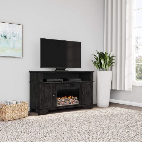  Northwest 80-FPWF-11 (Black) Electric Fireplace Stand-For TVs up to 47, Media Cabinets & Shelves, Remote Control, LED Flames, Adjustable Heat & Light, (L) 45” x (W) 15.5” x (H) 27.