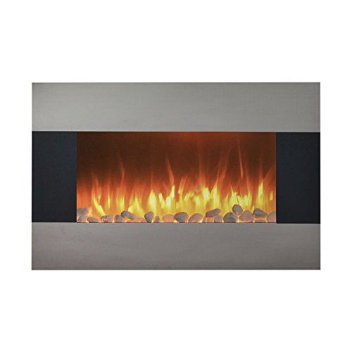  Northwest Stainless Steel Electric Fireplace with Wall Mount and Floor Stand and Remote, 36 Inch, 36x 8.6x22, Black