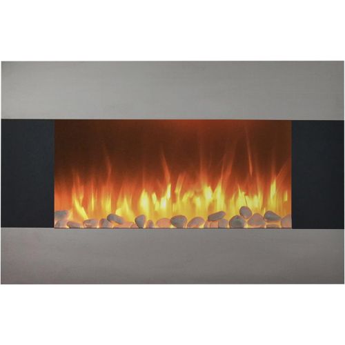  Northwest Stainless Steel Electric Fireplace with Wall Mount and Floor Stand and Remote, 36 Inch, 36x 8.6x22, Black