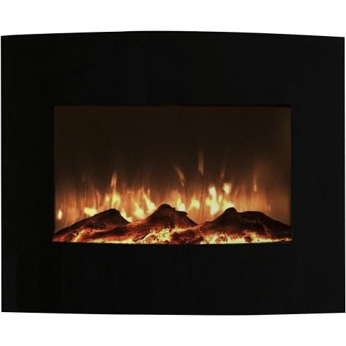  Northwest 80-455S 25 Mini Curved Black Fireplace with Wall and Floor Mount, 4.25x25.5x20.25