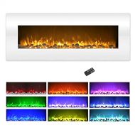 Northwest Electric Fireplace Wall Mounted, Color Changing LED Flame and Remote, 50 Inch, (White), 50, Pearl