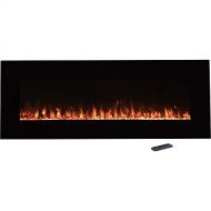 Northwest Electric Fireplace Wall Mounted Color Changing LED Fire and Ice Flames, NO Heat, Multiple Decorative Options and Remote Control, 54, Black