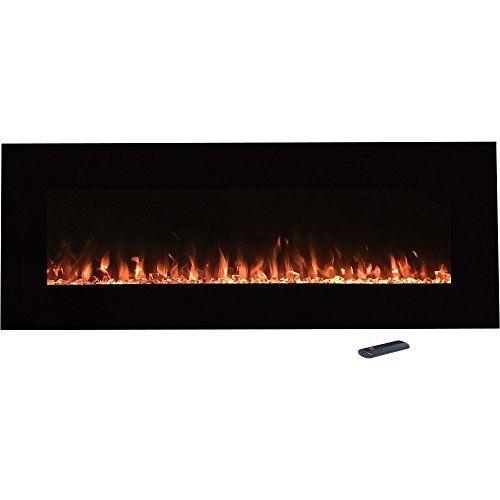  Northwest Electric Fireplace Wall Mounted Color Changing LED Fire and Ice Flames, NO Heat, Multiple Decorative Options and Remote Control, 54, Black