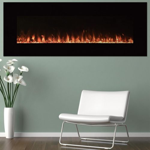  Northwest Electric Fireplace Wall Mounted Color Changing LED Fire and Ice Flames, NO Heat, Multiple Decorative Options and Remote Control, 54, Black