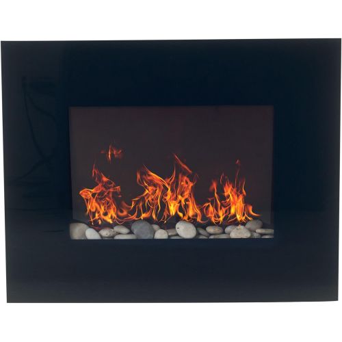  Electric Fireplace Heater - Black Flat Glass Panel Wall-Mounted Electric Fireplace With Remote by Northwest