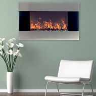 Northwest Electric Fireplace with Wall Mount and Remote, 36 Inch, 36, Black Stainless Steel
