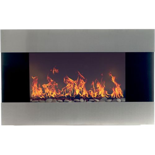  Northwest Electric Fireplace with Wall Mount and Remote, 36 Inch, 36, Black Stainless Steel