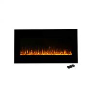 Northwest Fire and Ice 42 inch Electric 42-inch Wall-Mounted Fireplace Heater with LED Remote-Adjustable Heat Level, Brightness, and Flame Color, (L) x (W) 4.75” x (H) 20”, Black