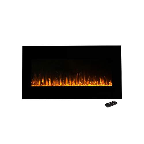  Northwest Fire and Ice 42 inch Electric 42-inch Wall-Mounted Fireplace Heater with LED Remote-Adjustable Heat Level, Brightness, and Flame Color, (L) x (W) 4.75” x (H) 20”, Black